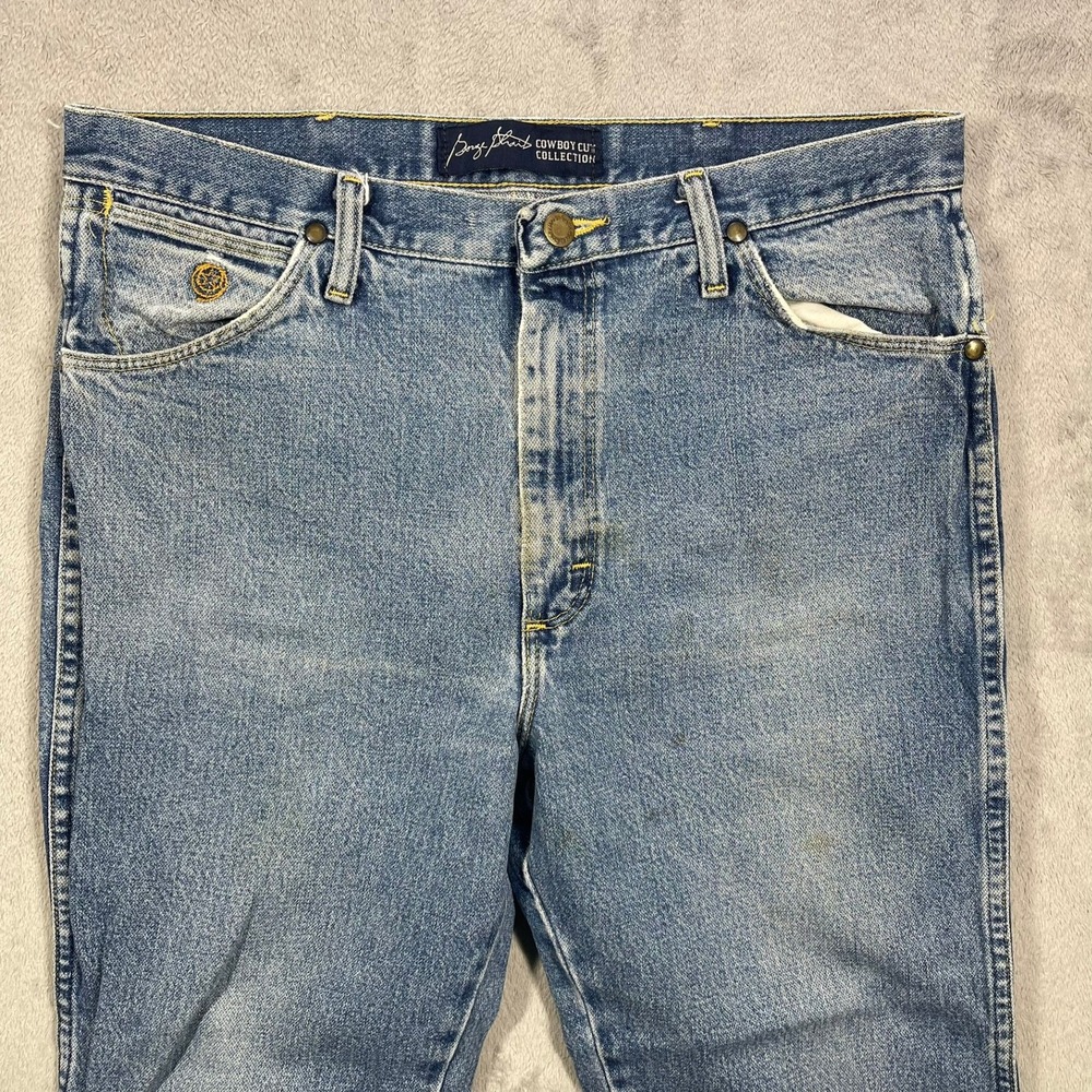Wrangler George Strait Jeans Mens 35(34)x30(26) Blue Cowboy Cut Denim 936GSHD - Picture 2 of 9